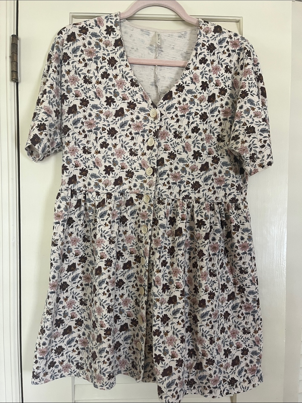 Women’s Rylee + cru XS Floral Button-Front Dress in Cream and Brown